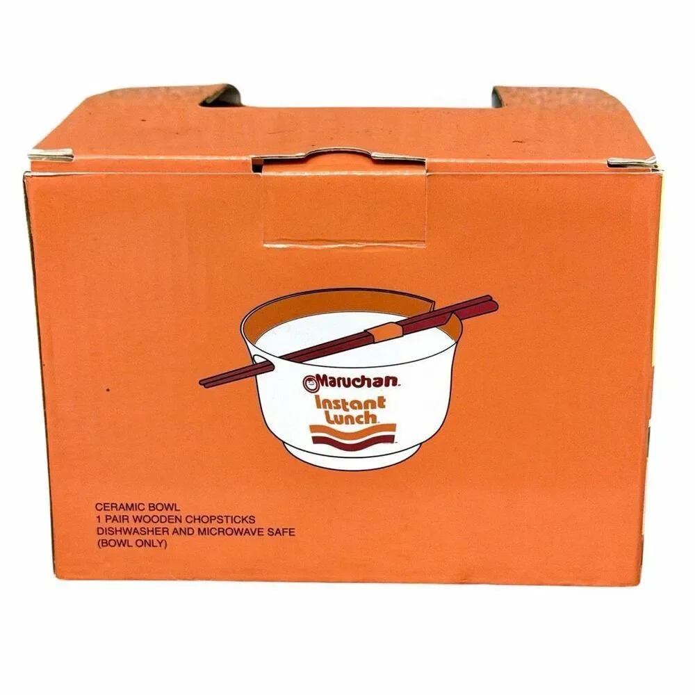 NWT Maruchan Ramen Microwave Dishwasher Safe Ceramic Bowl w/ Reusable Chopsticks